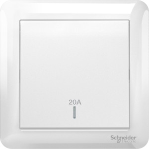 Schneider 20A 250V 1 Gang 1 Way Double Pole Switch, White A3G31D20N_WE_G11