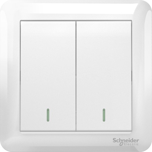 Schneider 10AX 250V 2 Gang 2 Way Switch, White A3G32B2A_WE_G11