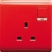 Schneider 13A 250V 1 Gang Switched Socket with Neon, Full Red E8215N_RD