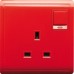 Schneider 13A 250V 1 Gang Switched Socket with Neon, Full Red E8215N_RD