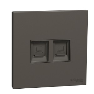 Schneider Telephone socket, AvatarOn C, 2 gang, keystone on shuttered wallplate, Dark grey E8732RJS4_DG