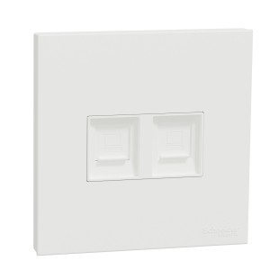 Schneider Telephone socket, AvatarOn C, 2 gang, keystone on shuttered wallplate, white E8732RJS4_WE