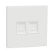 Schneider Telephone socket, AvatarOn C, 2 gang, keystone on shuttered wallplate, white E8732RJS4_WE