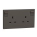 Schneider Switched socket, AvatarOn C, 13A 250V, 2 gangs, with LED, dark grey E87T25N_DG