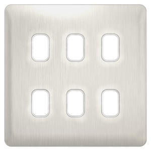 Schneider Lisse - Grid Plate - 6 module - Incl. Mounting Grid Stainless Steel with White GGBL06GWSS