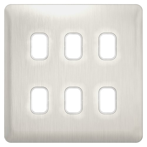 Schneider Lisse - Grid Plate - 6 module - Incl. Mounting Grid Stainless Steel with White GGBL06GWSS