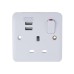 Schneider Lisse White Moulded - Single Socket combined 2 x USB SP. 2.1 A GGBL30102USBAS