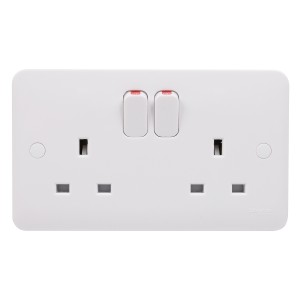 Schneider Lisse White moulded - DP Switched Socket - 2 gangs - 13A 230 V - white GGBL3020DS