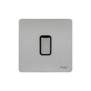 Schneider Plate switch, Ultimate Screwless flat plate, 2-way, screw terminals, IP20, stainless steel GU1414BSS