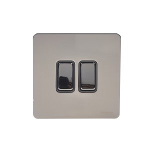 Schneider Plate switch, Ultimate Screwless flat plate, 1-pole 2-way, screw terminals, IP20, black nickel GU1422BBN
