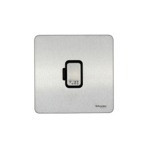 Schneider Ultimate Screwless Flat Plate Fuse Holder, 13A, Black & Stainless Steel GU5400BSS
