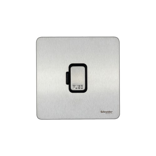 Schneider Ultimate Screwless Flat Plate Fuse Holder, 13A, Black & Stainless Steel GU5400BSS