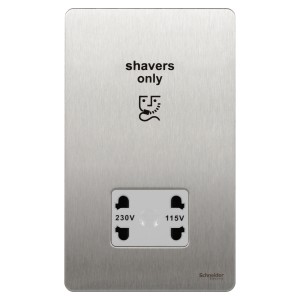 Schneider Ultimate Screwless flat plate - shaver socket - stainless steel/white GU7490WSS
