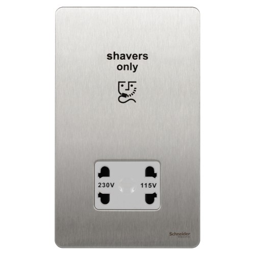 Schneider Ultimate Screwless flat plate - shaver socket - stainless steel/white GU7490WSS