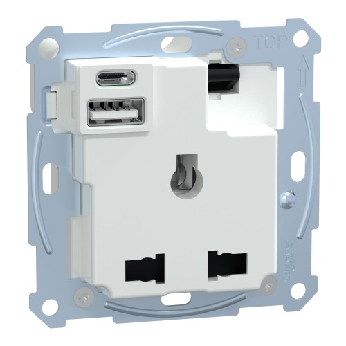 Schneider Multistandard switched socket with USB A+C, Merten inserts, 13A, 250V, 50/60Hz MTN2175-0000