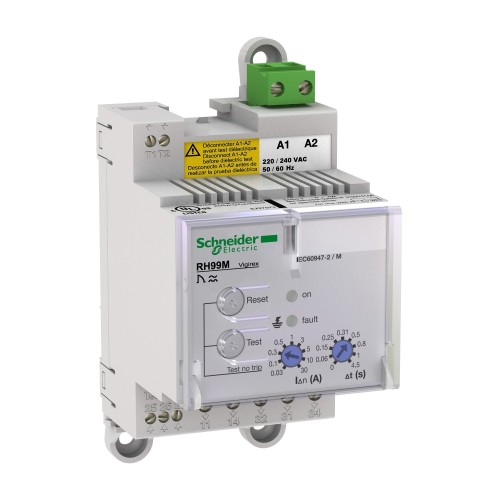 Schneider Earth-leakage relay RH99M with manual reset - 0.03..30 A - 0..4.5 s - 240 V 56173