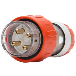 Schneider 56 Series™ Plug - Straight, 32A, 500V, 4-Round Pin, Clear/Orange 56P432