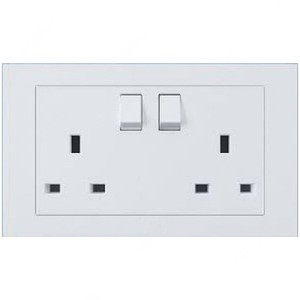 ABB Single Pole Switch Socket, Kalo, 2 Gang, 13A - BH227