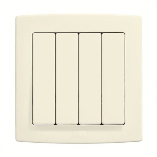 ABB Electrical Switch, Concept BS, 4 Gang, 1 Way, 250V, 10A, Ivory White - AC104-82