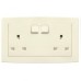 ABB Single Pole Switched Socket, Concept BS, 2 Gang, 250V, 13A, Ivory White - AC227-82