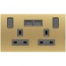 ABB Single Pole Switched Socket With USB Charger, Millenium, 2 Gang, 13A, Matt Gold - AM235147-MG