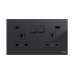 ABB Double Pole Switched Socket With LED, Millenium, 2 Gang, 13A, Black Glass - AM240147-BG