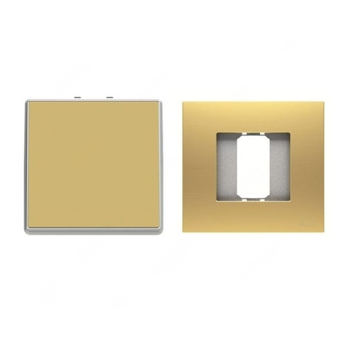 ABB Push Button Switch with Rocker Switch Frame, Millenium, 1 Gang, 1 Way, 10A, Matt Gold - AMD43044-MG+AMD5044-MG