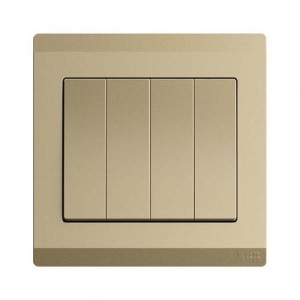 ABB Electrical Switch, Inora, 4 Gang, 1 Way, 10AX, Royal Gold - BL104-PG 