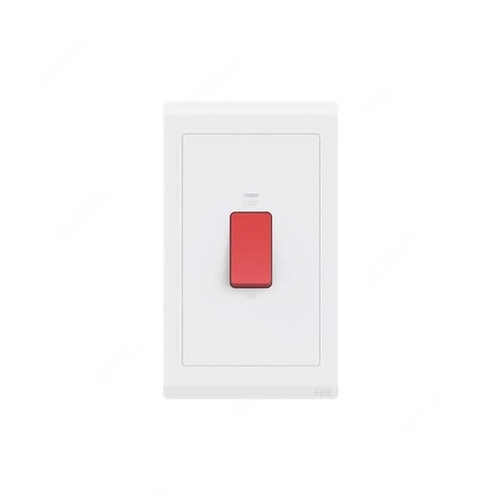ABB DP Switch with Neon, Inora, 1 Gang, 1 Way, 45AX, White - BL143