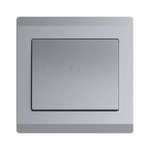 ABB Push Switch with Bell Mark, Inora, 1 Gang, 1 Way, 10A, Classic Grey - BL429-G
