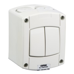 Schneider 20A/16AX 250V Surface Mount Two Gang Two Way Switch IP66 - CSW120/2