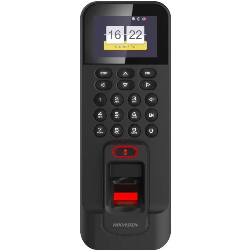 Hikvision K1T804A Pro Series Fingerprint Terminal, 2.4" LCD Display, 3000 Fingerprints /3000 Cards / 100000 Events Storage, TCP/TP & Wi-Fi, RS-485, Alarm Input & Output, Black | DS-K1T804AMF