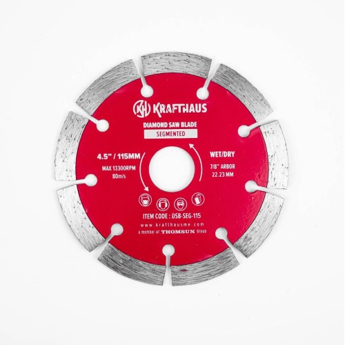 Krafthaus Diamond Saw Blade-Segmented-Dry/Wet Cutting-115mm, DSB-SEG-115 (10pcs)