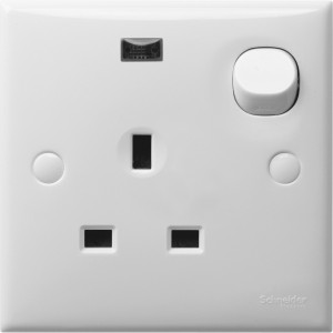 Schneider S-Classic - switched socket outlet with neon - 1 gang - white E15N