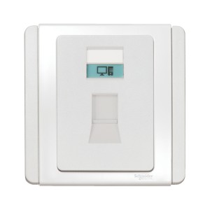 Schneider 1 Gang RJ45 8 Pin Data Outlet, White E3031RJ5E(WW)