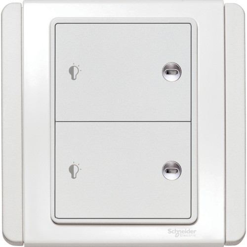 Schneider 400W 2 Gang Horizontal Dimming Switch with White LED, White E3032HD_EWWW