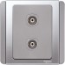 Schneider 2 Gang Vertical TV Socket Outlet, Grey Silver E3032VTV_GS