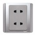 Schneider 10A Twin Gang 2 Pin Socket Outlet, Grey Silver E3426US2_GS