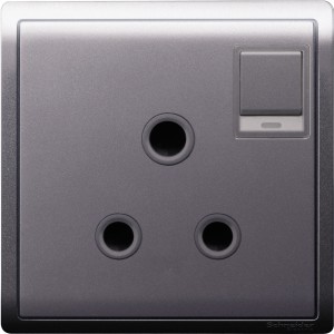 Schneider 15A 250V 1 Gang 3 Round Pin Switched Socket with Neon, Lavendar Silver E8215_15N_LS
