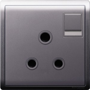 Schneider 15A 250V 1 Gang 3 Round Pin Switched Socket, Lavendar Silver E8215_15_LS_G1