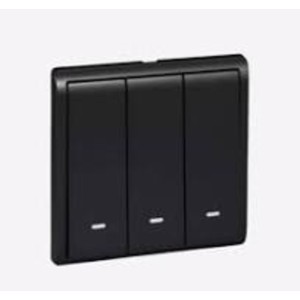 Schneider 20A-16AX 250V 3 Gang 2 way switch with fluorescent locator, Matt Black E8233L2F20_MB_G1
