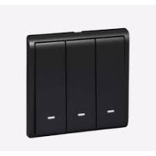 Schneider 20A-16AX 250V 3 Gang 2 way switch with fluorescent locator, Matt Black E8233L2F20_MB_G1