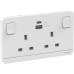Schneider AvatarOn switched socket with USB charger 21W type A+C 2 gang 13A white E83T25ACUSB_WE_G12