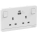 Schneider AvatarOn switched socket with USB charger 21W type A C 2 gang 13A white E83T25ACUSB_WE_G12