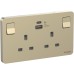 Schneider AvatarOn switched socket with USB charger 21W type A C 2 gang 13A wine gold E83T25ACUSB_WG_G12