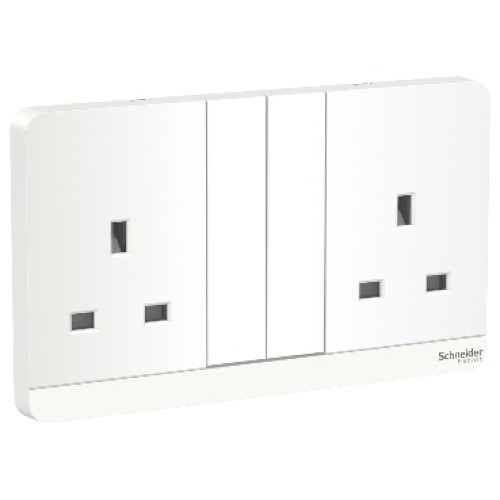 Schneider AvatarOn 2 Switched Socket, 3P, 13A, 250V, LED, White - E83T25N_WE_G12
