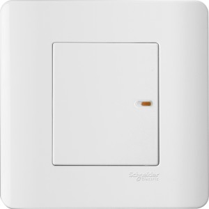 Schneider 20 A 1 gang 1 way switch with ON indicator White Plate + White Surround E8431/I-WW