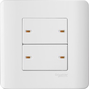 Schneider 20A 4Gang 1way switch-onindicator WhitePlate WhiteSurround E8434/1-WW