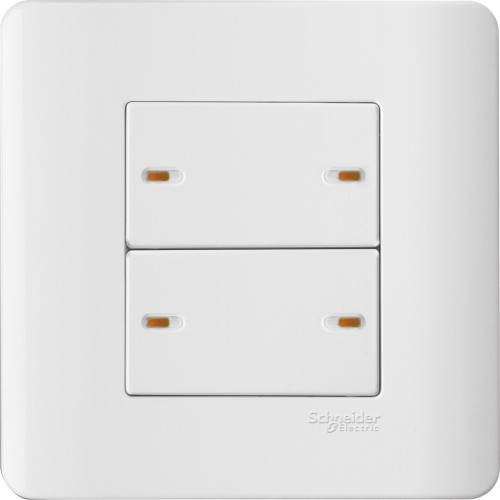 Schneider 20A 4Gang 1way switch-onindicator WhitePlate WhiteSurround E8434/1-WW