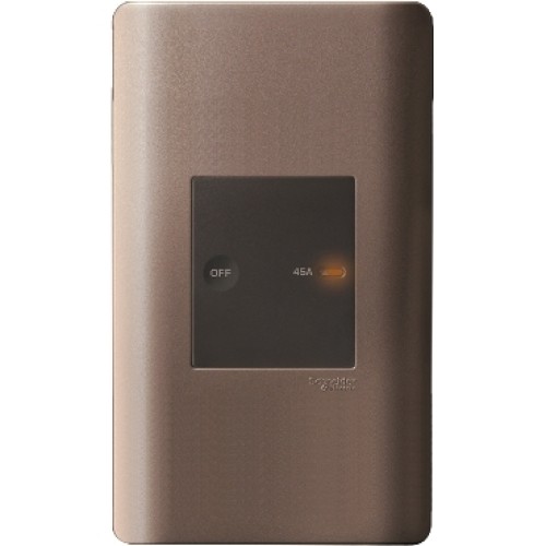 Schneider 45A Twin Gang Size 1Gang FullFlat Double Pole Rocket Switch w/Neon,Silver Bronze E84T31D45N_SZ